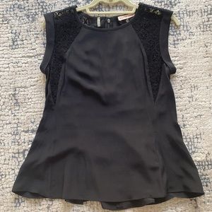 Rebecca Taylor size 4 black silk/cotton crochet top